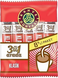 KAHVE DÜNYASI 3 Ü 1 ARADA KLASİK HAZIR KAHVE 18GR 8 Lİ MP *24