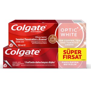 COLGATE OPTIC WHITE KAHVE, ÇAY VE TÜTÜN KULLANANLAR İÇİN 50+50  ML *12