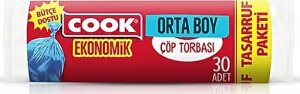 COOK EKONOMİK ORTA ÇÖP TORBASİ MAVİ ( 55 CM X 60 CM ) 30 RULO