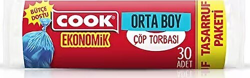 COOK EKONOMİK ORTA ÇÖP TORBASİ MAVİ ( 55 CM X 60 CM ) 30 RULO - 1