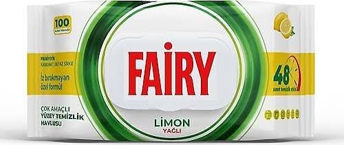 FAIRY YÜZEY TEMİZLİK MENDİLİ LİMON YAĞLI 100 LÜ *12 - 1