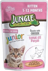 JUNGLE POUCH YAVRU KEDİ TAVUK PARÇALI 100 G *24