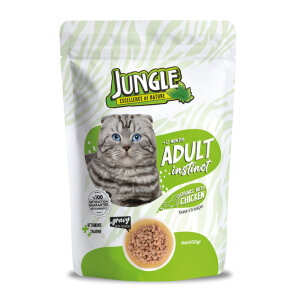 JUNGLE POUCH YETİŞKİN KEDİ  TAVUK PARÇALI 100 G *24
