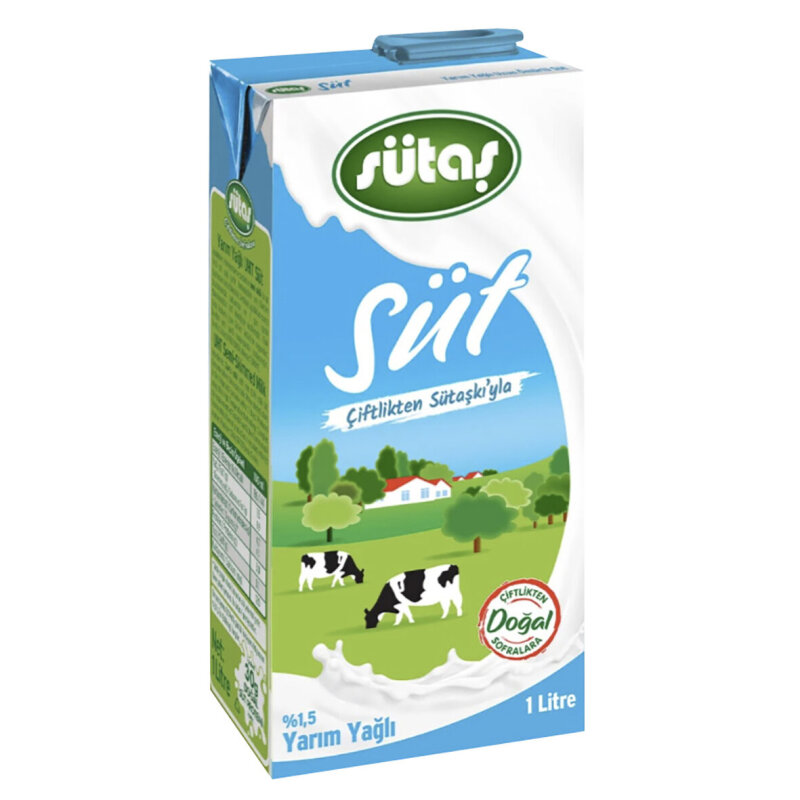 SÜTAŞ SÜT YARIM YAĞLI 1 LT *12 - 1