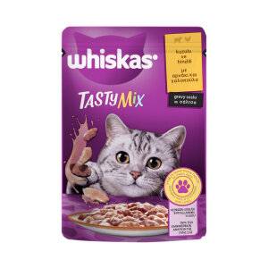 WHİSKAS TASTY MİX KUZULU VE HİNDİLİ GRAVY SOSLU POŞET YAŞ MAMA 85G*28